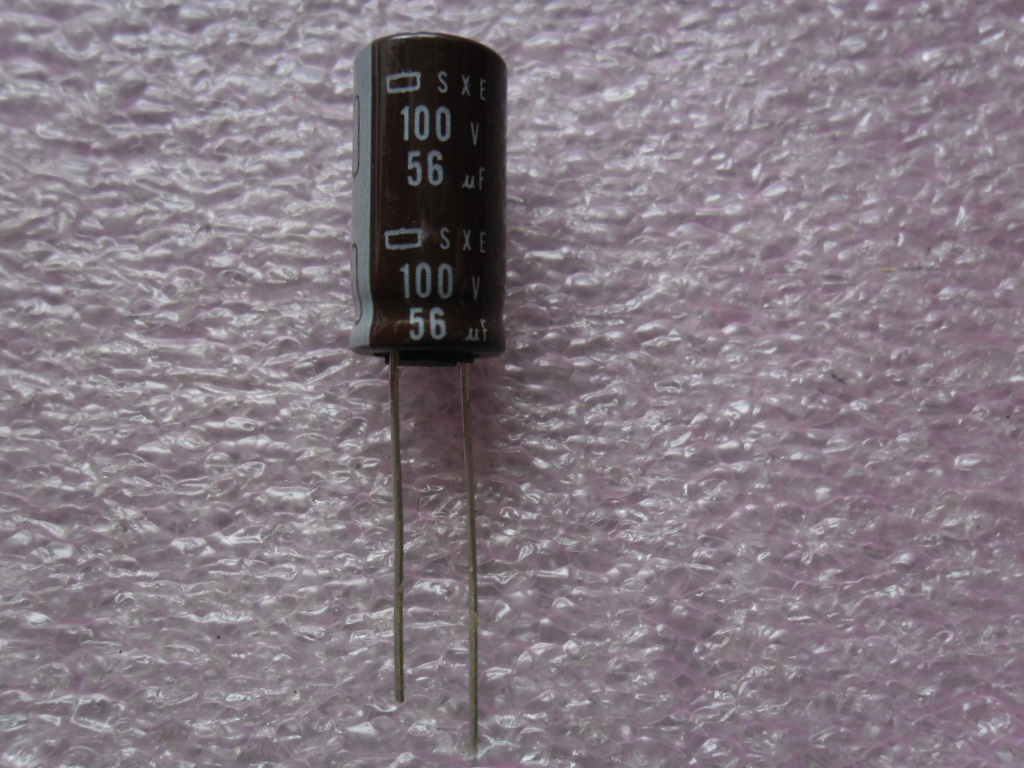 SXE100VB56RM10X20LL = UPM2A560MPD: 56UF 56µ/100V ELEC 105DEG P5 SXE LOW Impedance 10X20mm > 63V