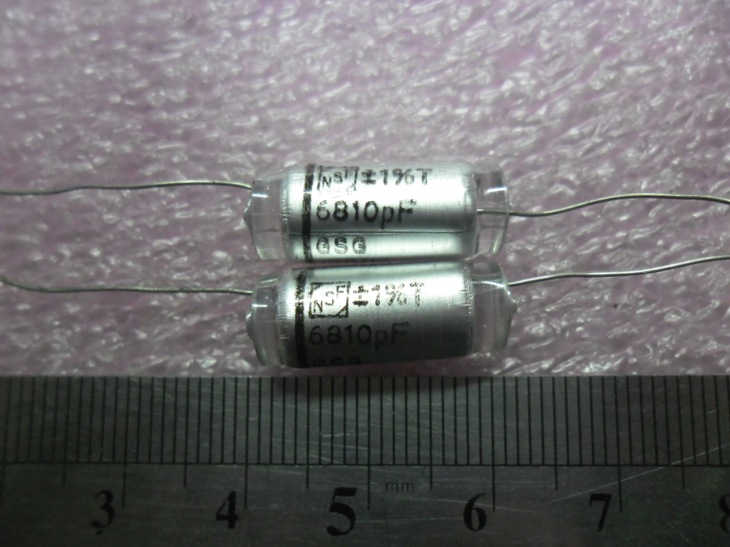 6810PF 6.81NF PRECISE CAPACITOR 125V AXIAL POLYSTYRENE 1%: קבל פוליפרופילן