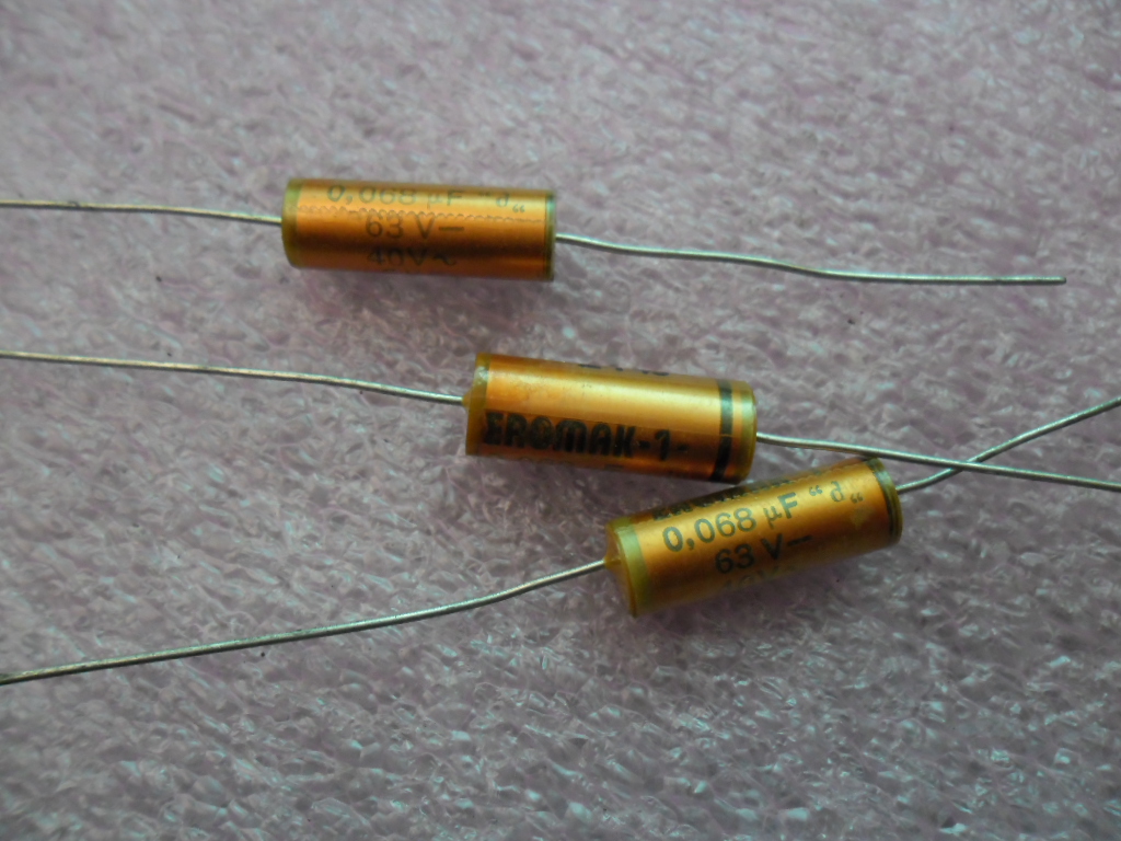 EROMAK-1 FKF PRECISION 68NF 0.068UF 0.068µ/63VDC 40VAC POLY 1% AXIAL CAP: CAP 0.068MFD 1% 63V 7X22mm