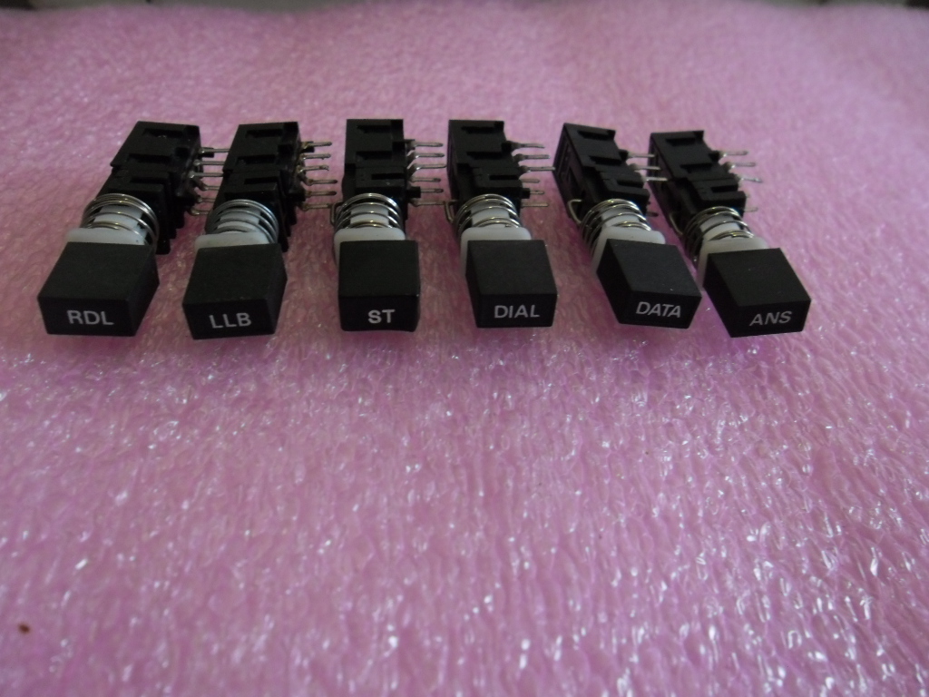 PUSH BUTTON DPDT 6PIN , SCHADOW PULLS: SET of 6PIN BLACK CAPS: [1)DIAL;2)LLB;3)DATA;4)ST;5)RDL;6)ANS] pulls, Push Button ,DPDT