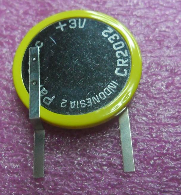 CR2032 WITH TABS CR2032TVZ106-2: CR2032 Lithium Coin Battery 3V 220mA with TABS FOR PCB VERTICAL MOUNTING